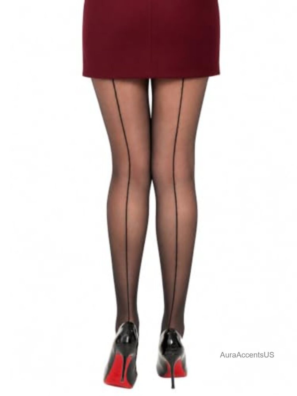 Sheer Tights Women Backseam Cuban Heel Pantyhose Control Top 20D